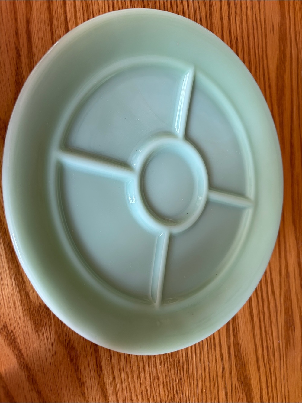Vintage Fire King Jadite Green Divided Serving Plate Heavy Restaurant Ware 2a